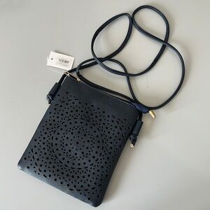 NWT Kara and Kate Dark Blue Vegan Mini Leather Crossbody Handbag